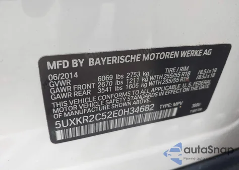 2014 BMW X5 Sdrive35I z USA, uszkodzony, nr VIN 5UXKR2C52E0H34682